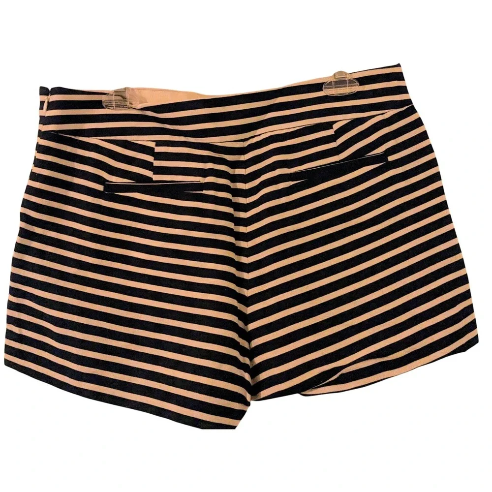 J. Crew Womens Striped Pleated Shorts Size‎ 10 Navy Blue White Career
